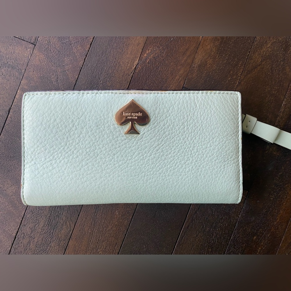 Kate Spade Mint Color Leather Wallet with Gold Accent